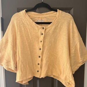 We The Free Cropped Button-Front Sweater